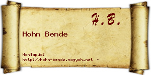 Hohn Bende névjegykártya